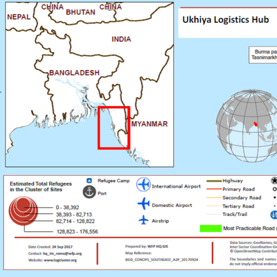 Carte de la situation humanitaire au Sud-Est du Bangladesh faite par World Food Programme Carte de la situation humanitaire au Sud-Est du Bangladesh faite par World Food Programme