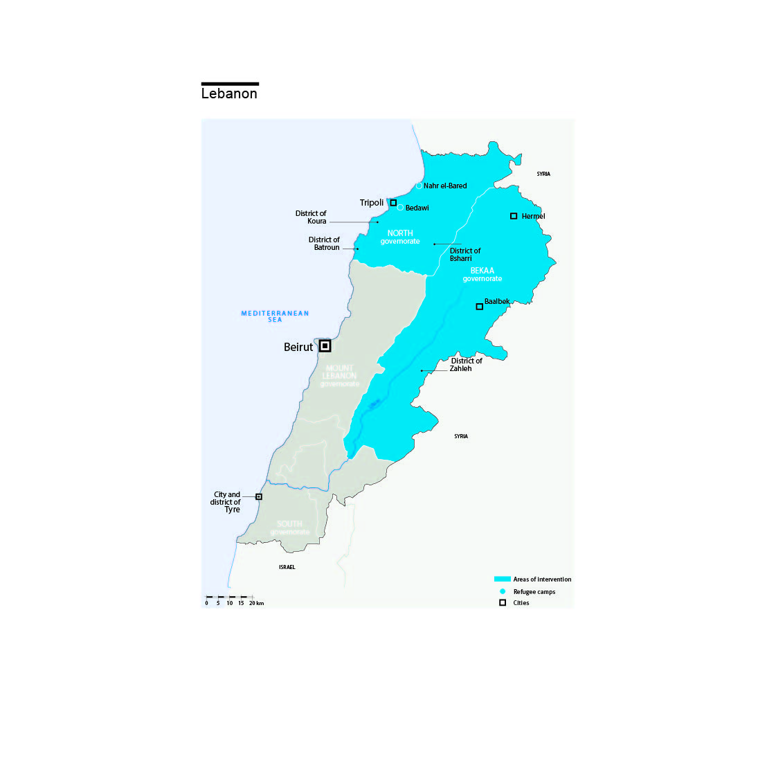 Karte des HI-Einsatzes im Libanon