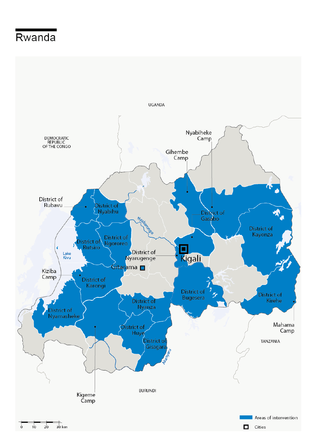Karte des HI-Einsatzes in Ruanda