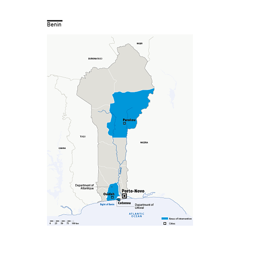 Karte des HI-Einsatzes in Benin