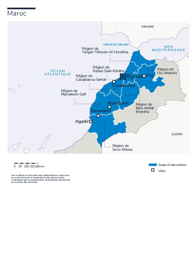 Carte des interventions de HI au Maroc