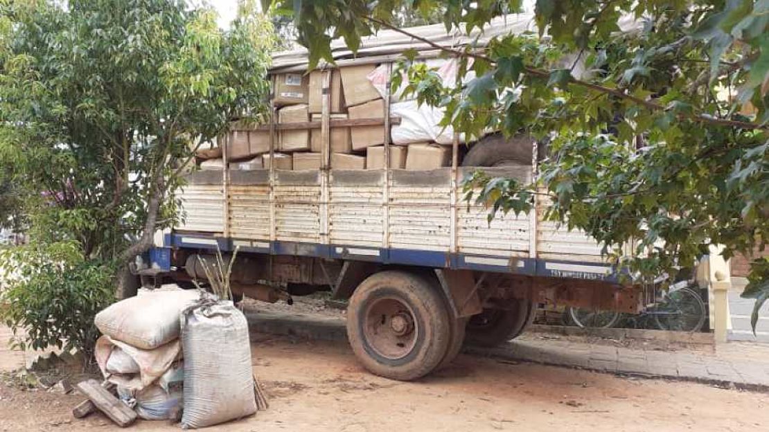 Les kits d’urgence de Handicap International en route pour être distribués aux victimes du cyclone Batsirai, avant l’arrivée d’Emnati à Madagascar. 