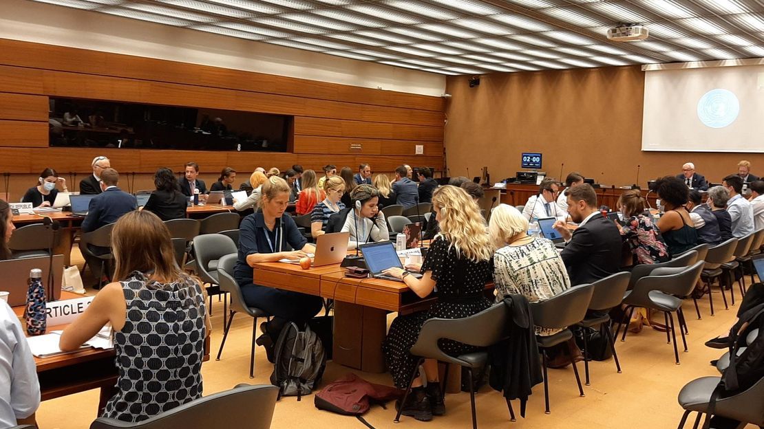 Conférence pour la présentation finale du texte de l'accord international sur les armes explosives dans les zones peuplées en juin 2022. 