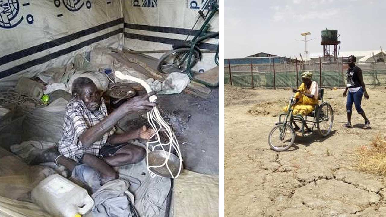 Ugok vend des ustensiles de cuisine. Mary avec son tricycle - Malakal, au Soudan du Sud