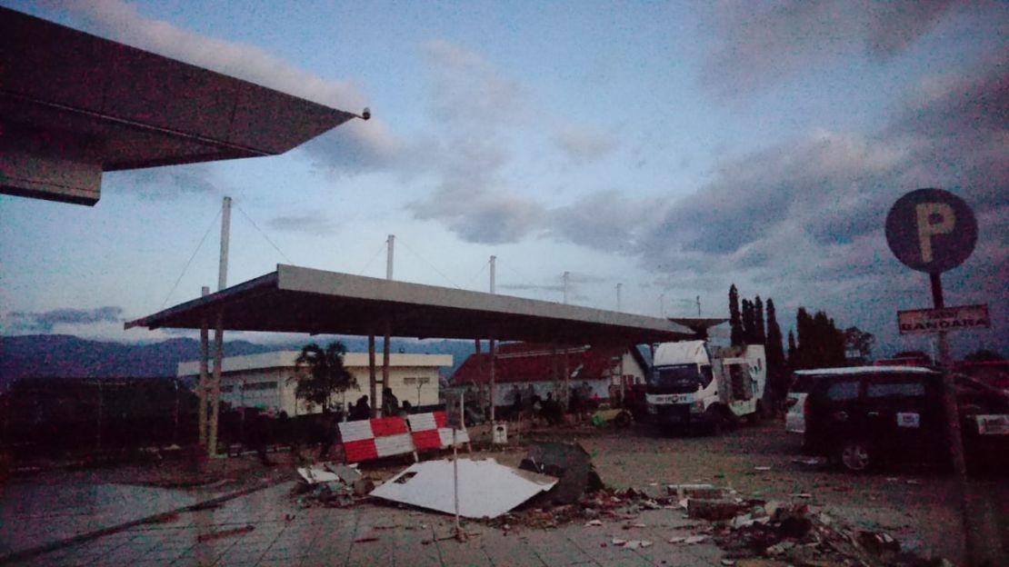 Dégâts dans le centre-ville de Palu, Sulawesi.