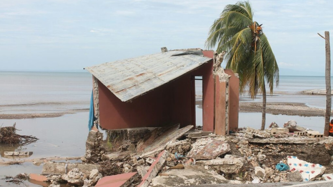 Zone ravagée dans le sud de Haïti. 